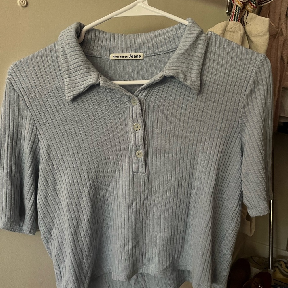 Reformation Cropped Blue Top